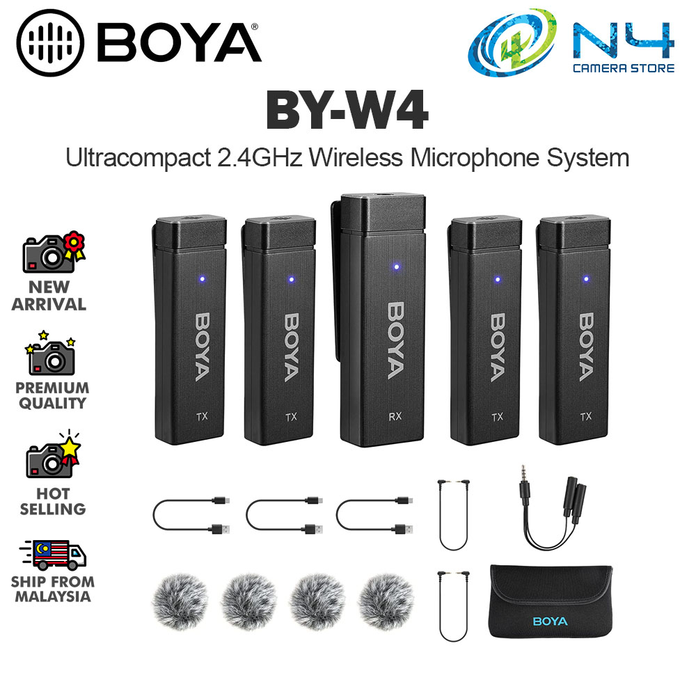 BOYA BY W4 Wireless Lavalier Microphones for Cameras Camcorder