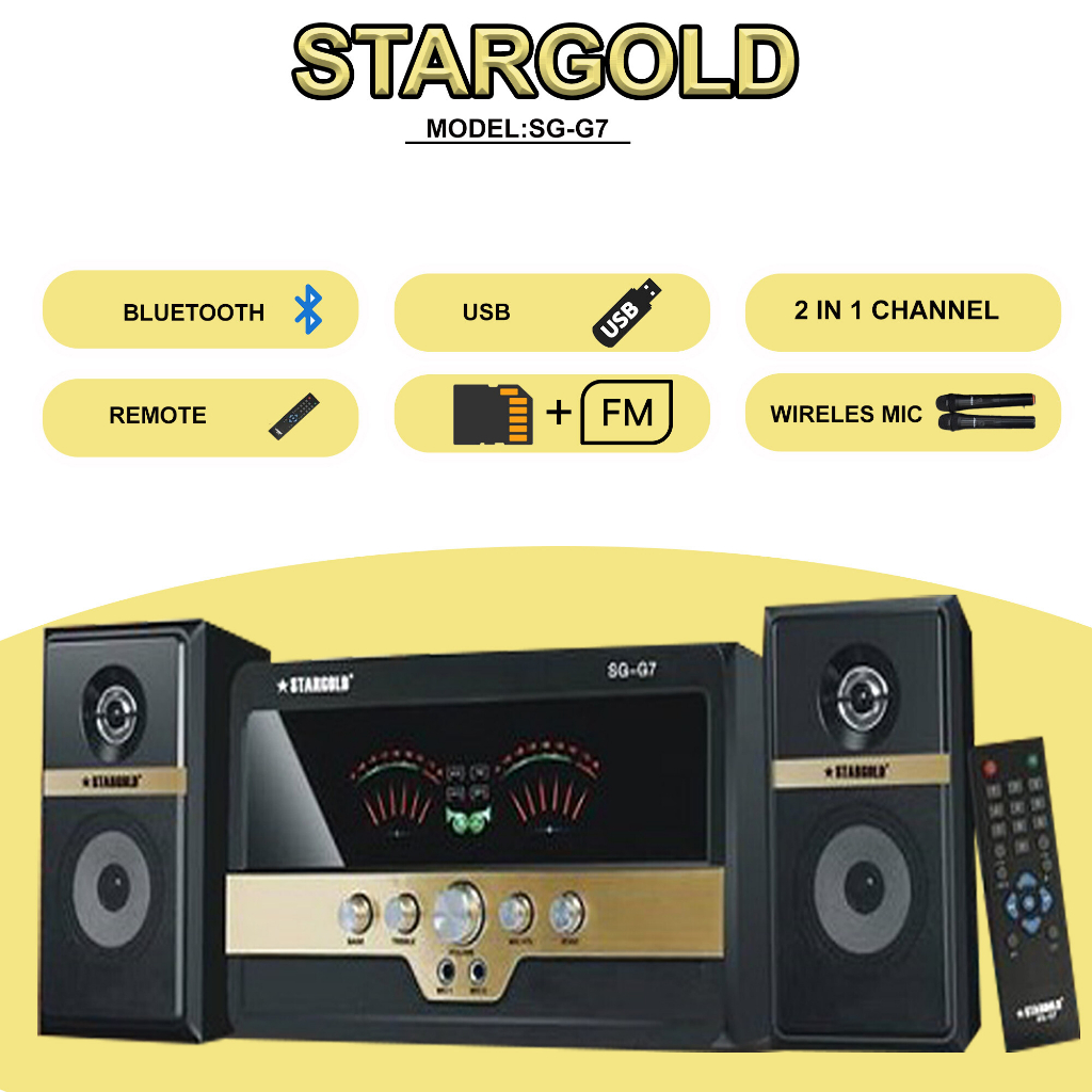 STARGOLD SGG7 speaker with 2.1 channels, USB, SD, FM,Bluetooth and 2