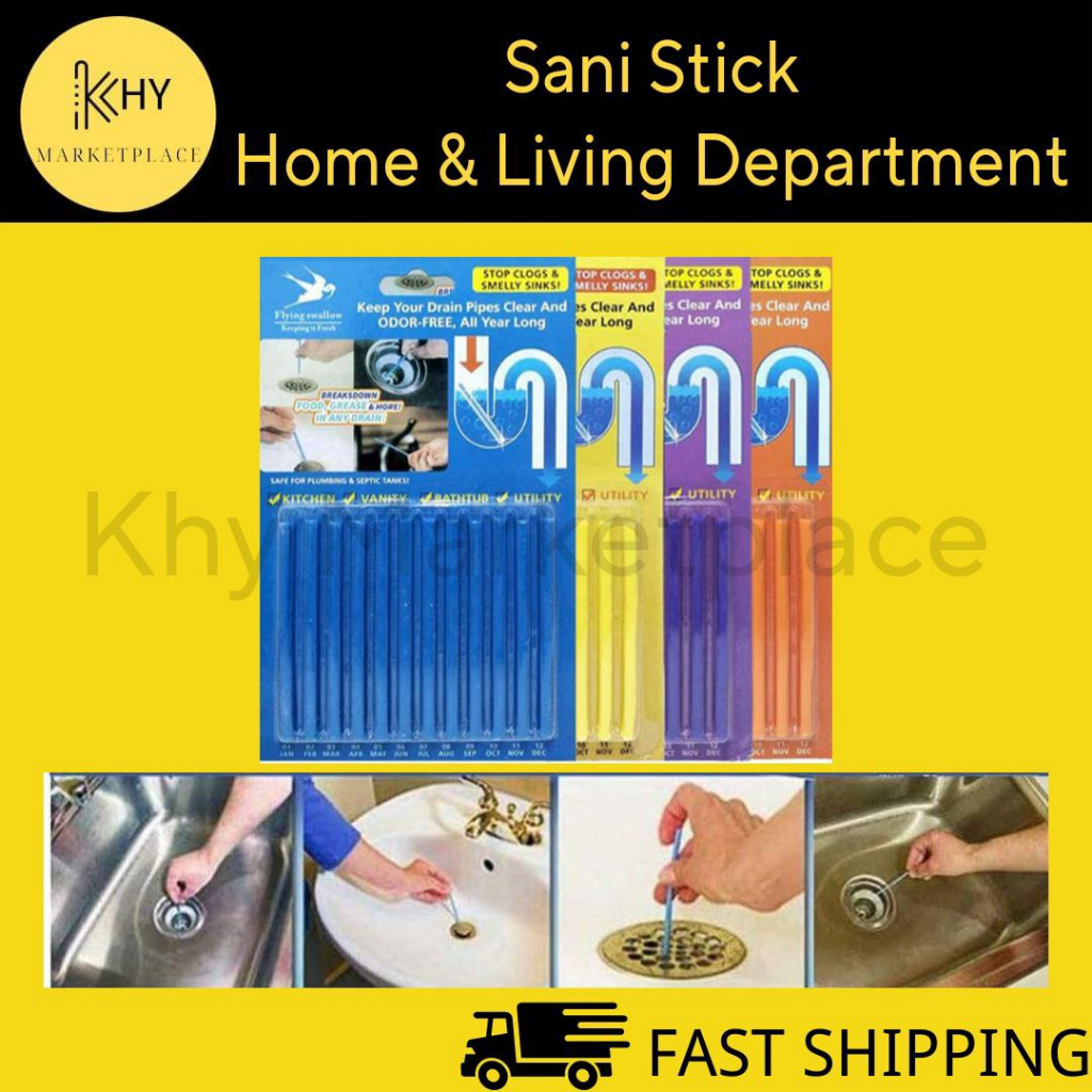 Sani Sticks 12pcs Enzyme Stick Pipe Deodorizer Prevent Clogs Drain