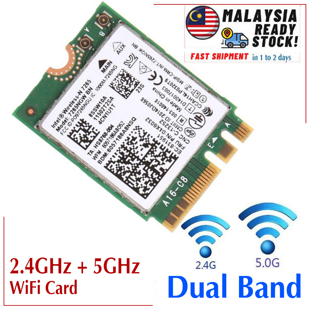 Original 7265 7265NGW Intel Dual Band 2.4g 5g 5.0Ghz M.2 NGFF 867Mbps ...