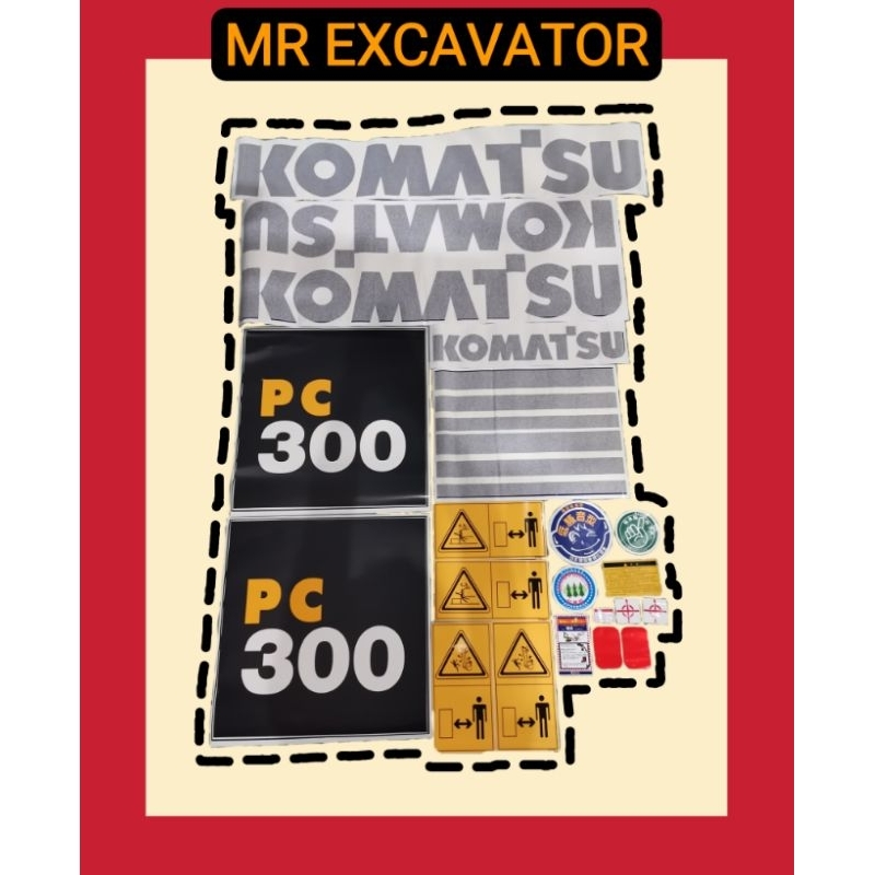 Komatsu PC PC300 PC300-7 Excavator Sticker Mesin Stiker 挖掘机神手贴纸 (1 Set ...
