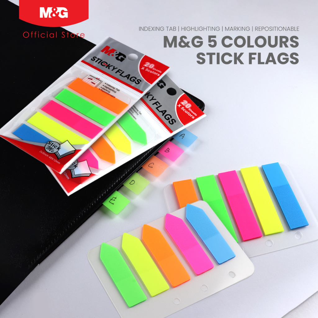 M&G 5 Colours Stick Flags - Labels/Bookmarks for Quick Organization ...