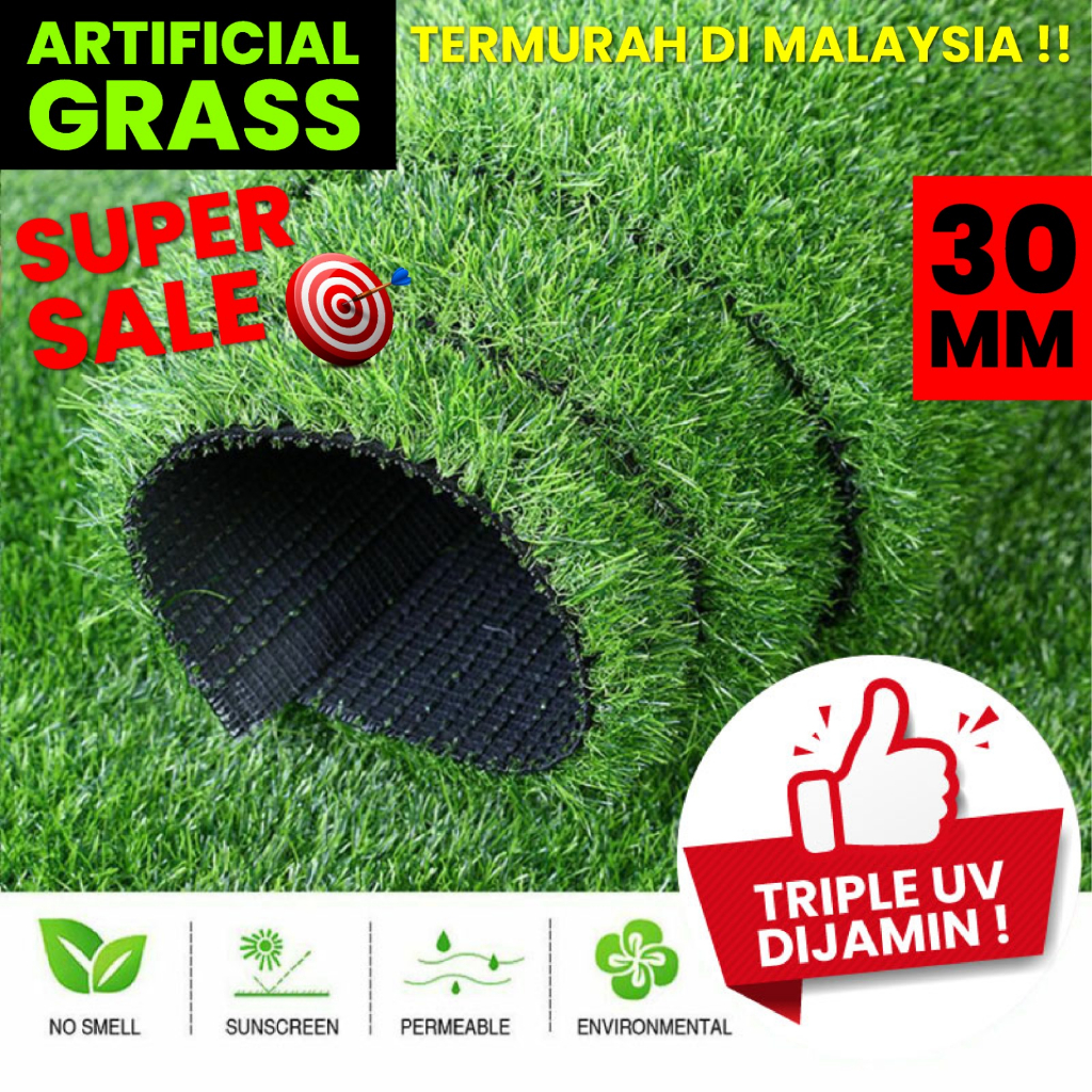 4XUV [2M X 1M] READY STOCK PREMIUM ARTIFICIAL GRASS GREEN 30MM (BY ...