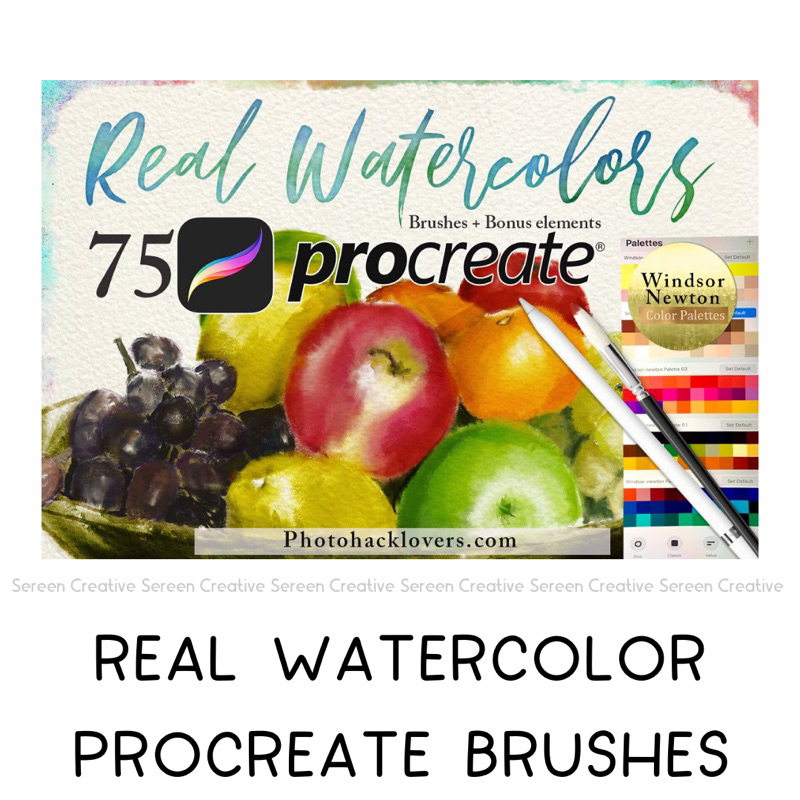 P572 Procreate Watercolor Brush Bundle Set (Real watercolor, newton ...