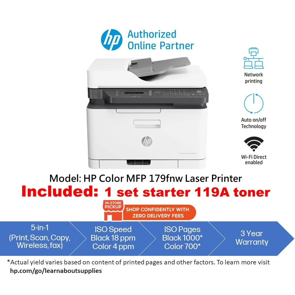 HP Color Laserjet MFP 179FNW Multifunction Printer Shopee Malaysia