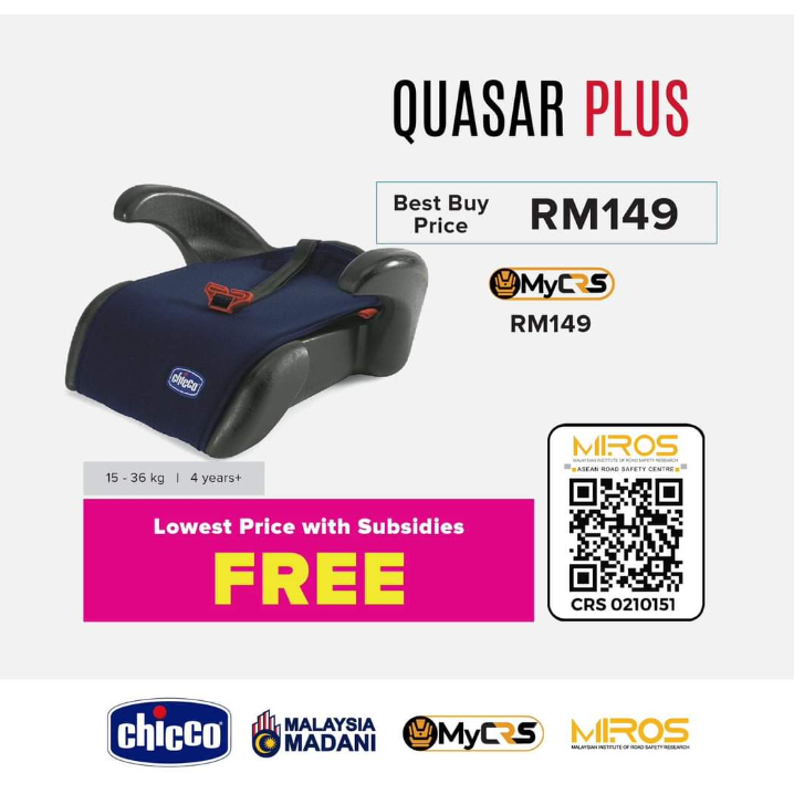 Chicco Quasar Plus Booster Car Seat ECE R44/04 Big Kid Booster Shopee