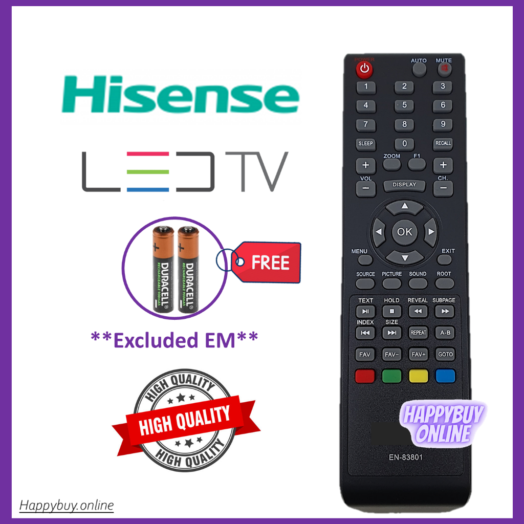 Hisense LED TV Remote Control EN83801 TV Remote Hisense Replacement