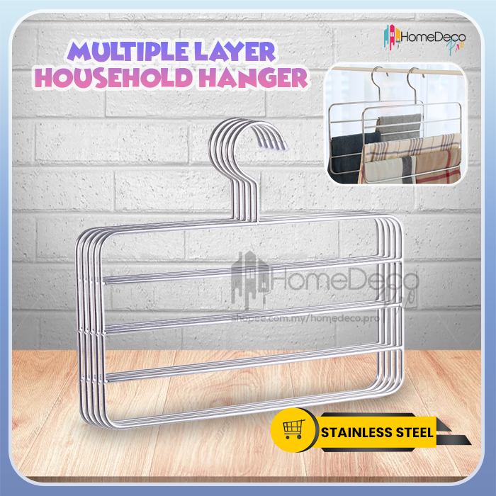 Stainless Steel Multi-layer Trouser Rack Storage Pant Hanger Tudung ...