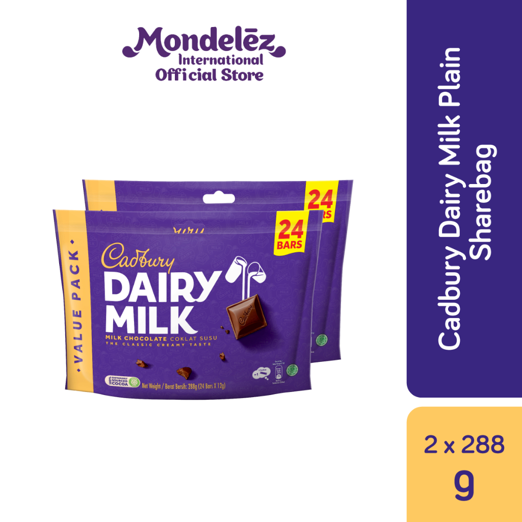 [Bundle of 2] Cadbury Dairy Milk Plain Chocolate Sharebag (288g