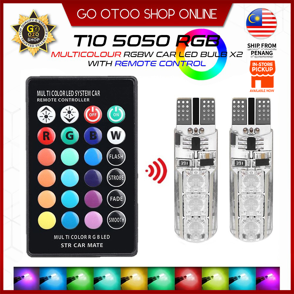 T10 5050 REMOTE CONTROL CAR LED BULB 6 SMD MULTICOLOR W5W 501 SIDE ...