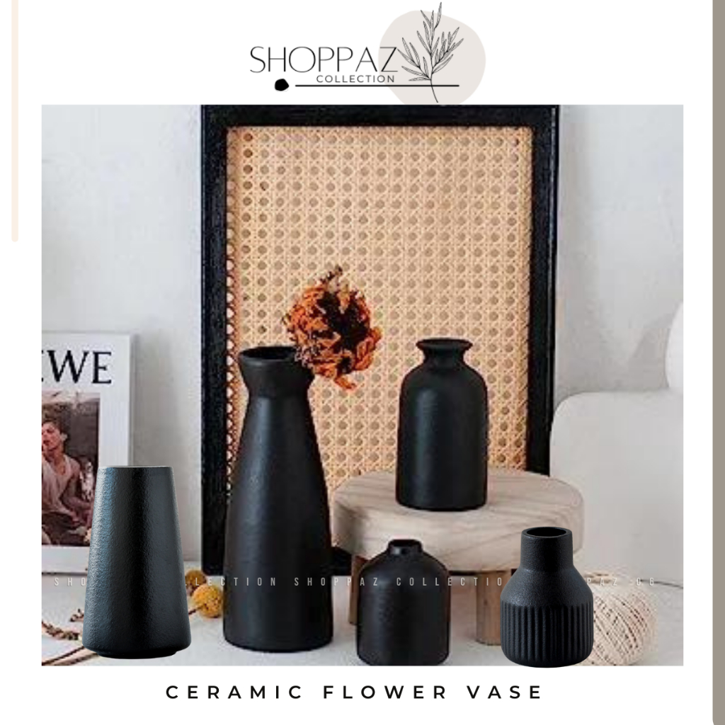 Shoppaz Ceramic Vase Flower Pot Black Vases Nordic Vase Decor
