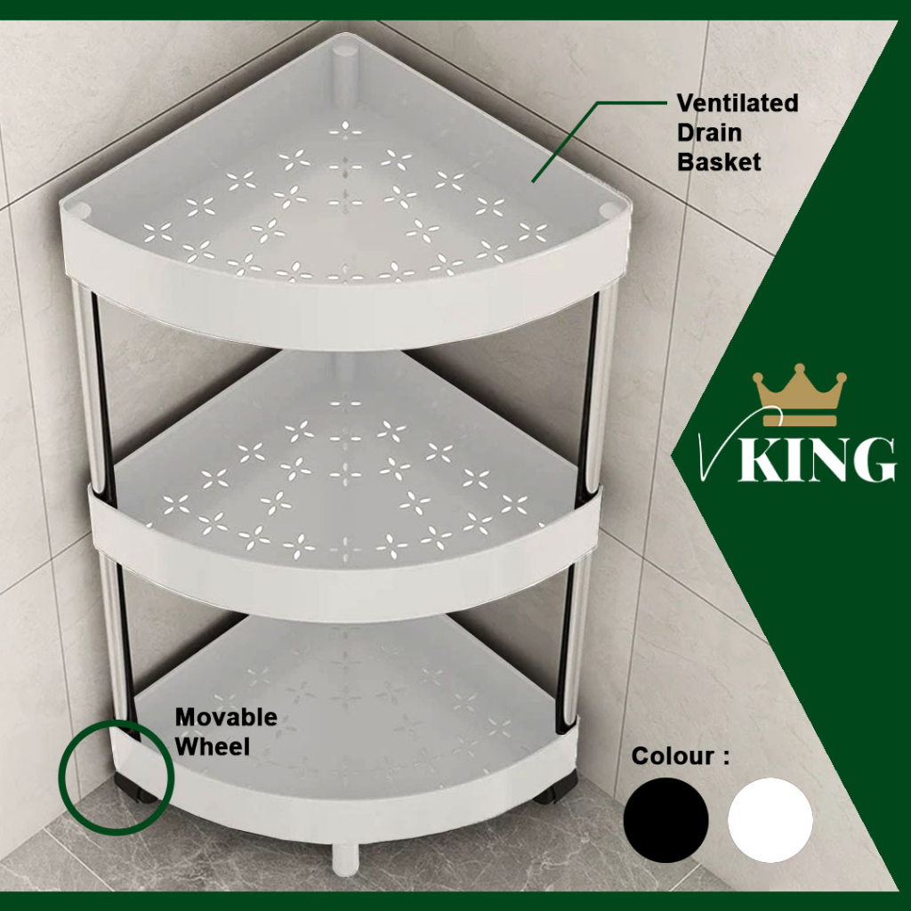BATHROOM CORNER SHELF 3 TIER TRIANGLE SHELF UNIT PARA PENJURU RAK SEGI