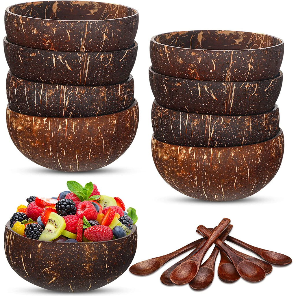 Double Coconut Bowl & Spoon Set (Multiple Patterns Available) – JE SUIS NATURELLE