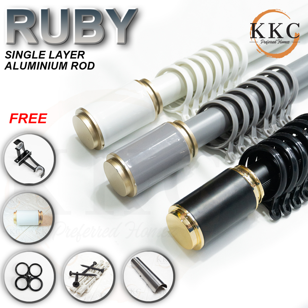 KKC RUBY SINGLE Aluminium Curtain Rod/Kayu Langsir /Rod Langsir Aluminium/Batang Langsir/Ready