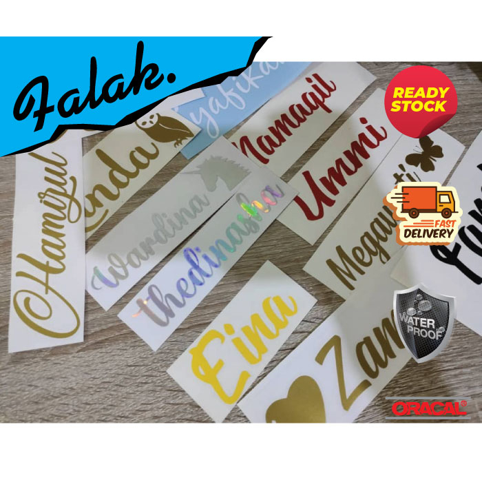 sticker nama custom (termos,motor,kereta) | Shopee Malaysia