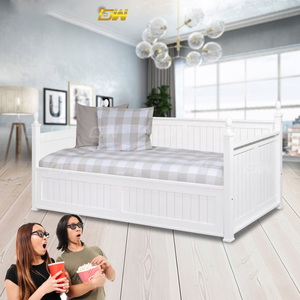 Single/Super Single Fully Solid Wood Day Bed Frame/ Wooden Day Bedframe