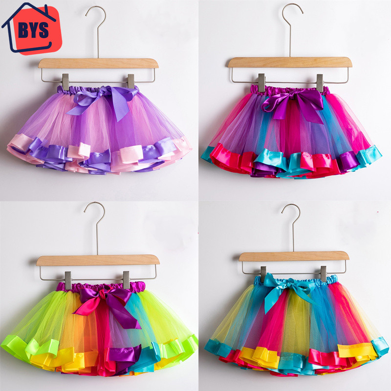 BYS Girl Princess Rainbow Colourful Tutu Skirt Party Dance Ballet ...