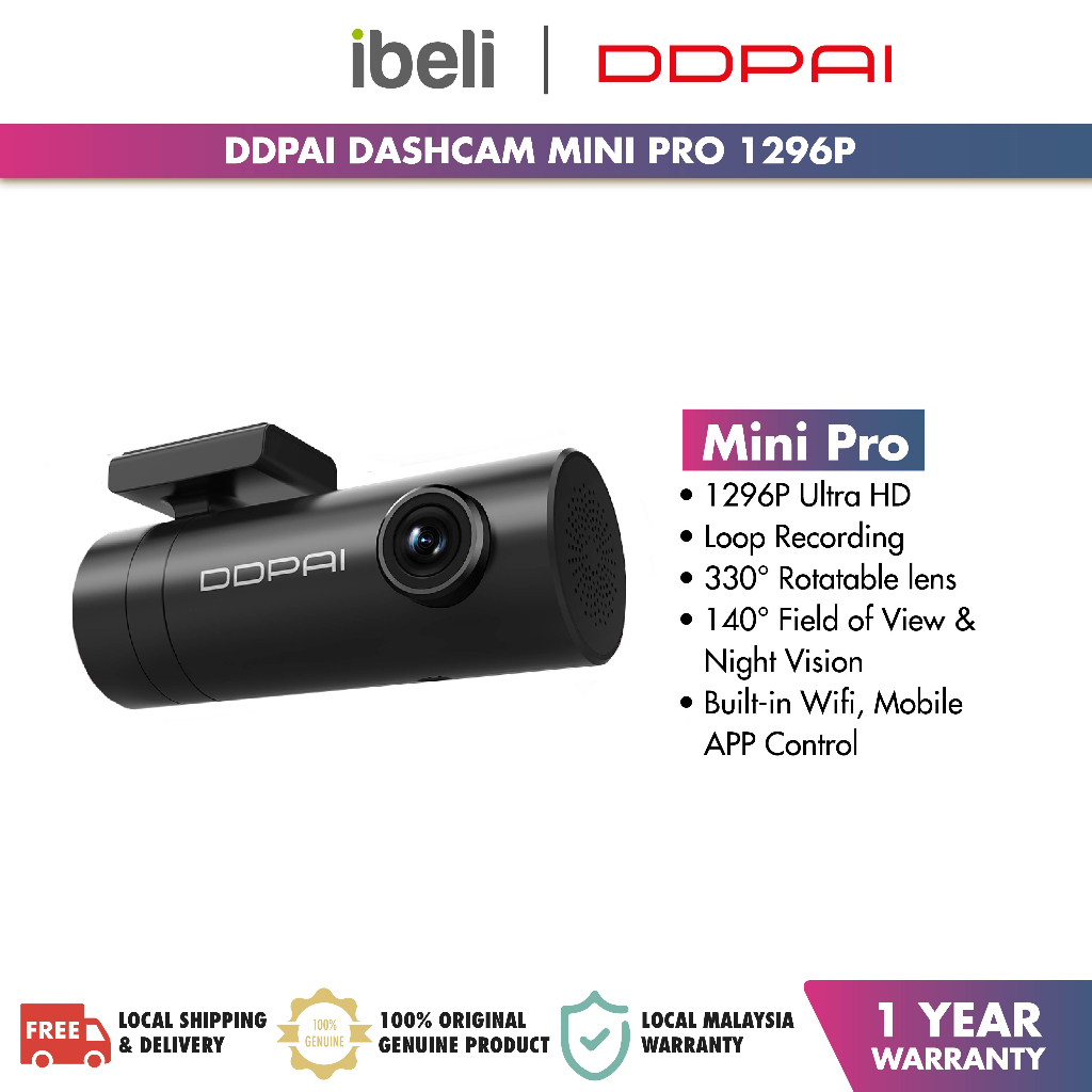 DDPAI Dashcam Mini Pro 1296P Ultra HD Dash Cam Smart App Control Car ...