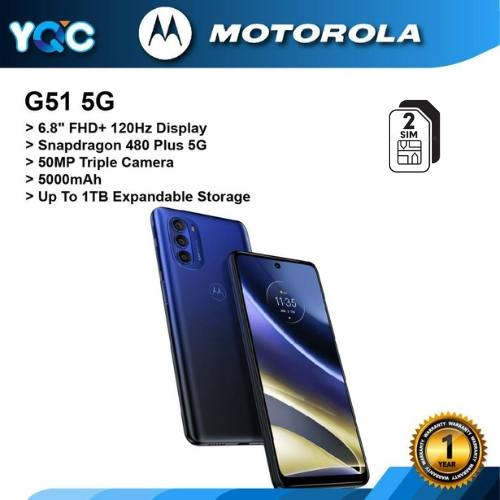 Motorola G51 5G Smartphone (4+128) Horizon Blue 1 Year Motorola