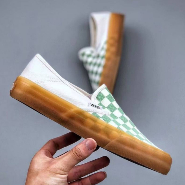 Kasut Vans Classic SlipOn Sf Checkerboard Oxford Raw Rubber Bottom