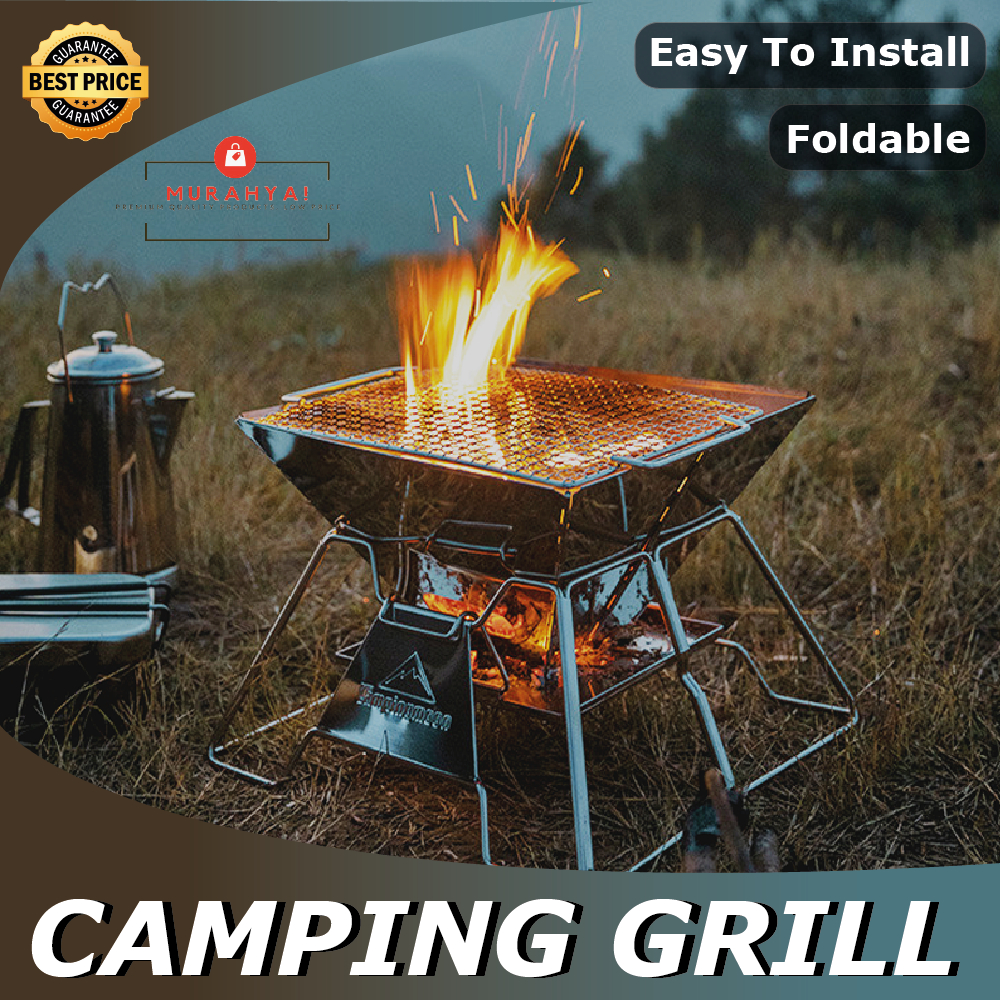 Portable BBQ Grill Outdoor Stainless Steel BBQ Stove Foldable Charcoal
