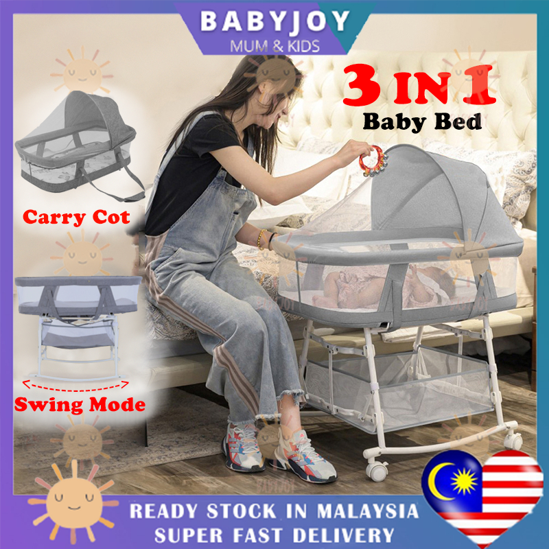 BABYJOY Baby Crib Bed Side Baby Cot Baby Bedside Crib Foldable