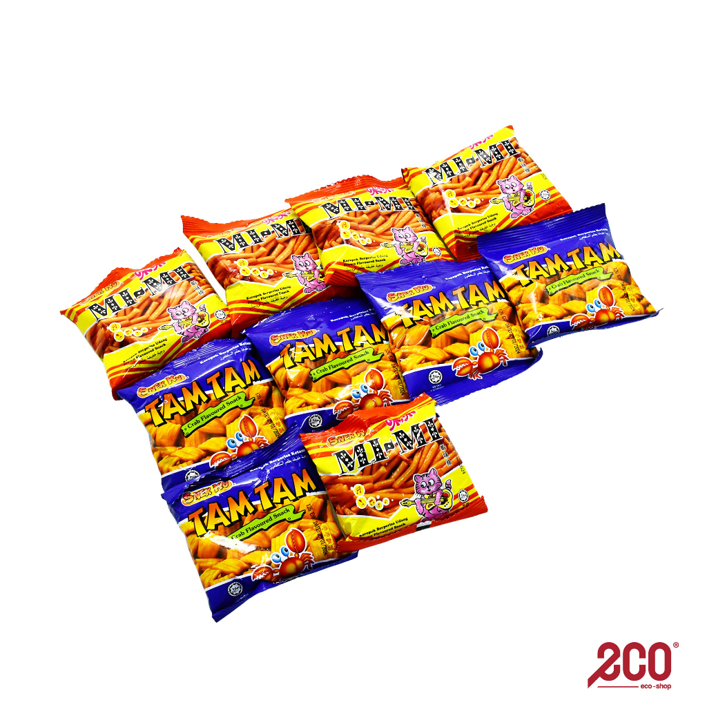 Snek Ku Tam Tam Crab Flavour Snack + Mi Mi Prawn Flavour Snack 12g (5 ...