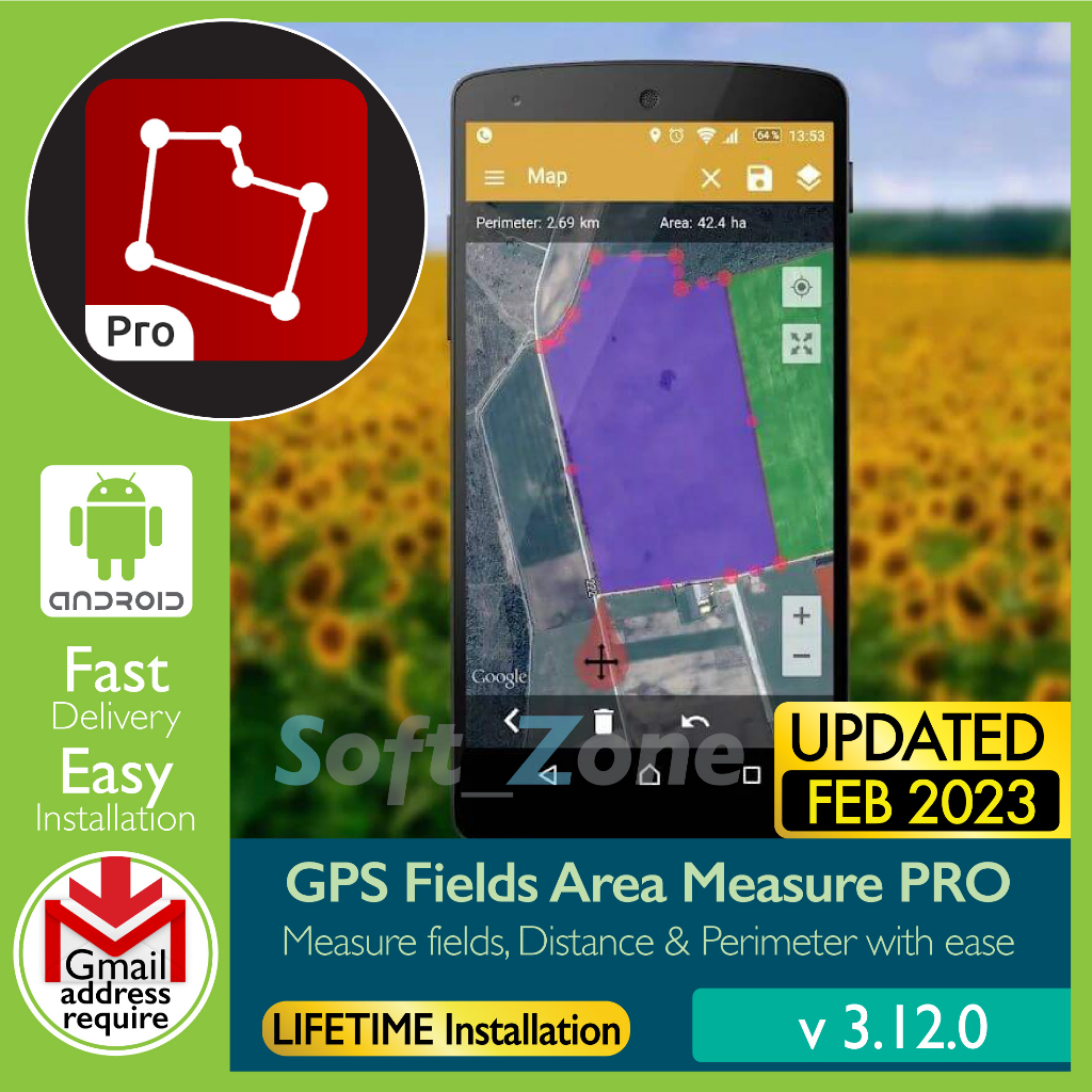 GPS Fields Area Measure PRO 3.12 Measure Fields, Distance & Perimeter