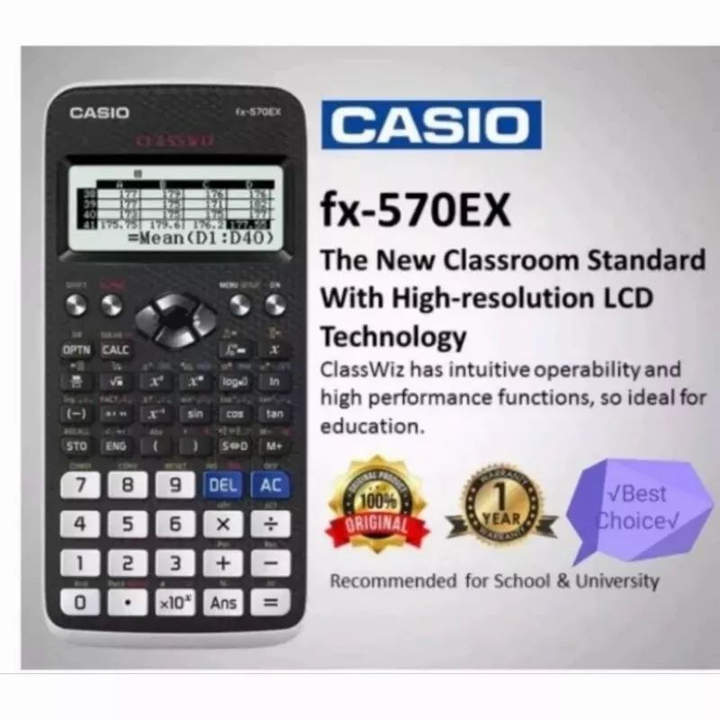 NEW ITEM CASIO SCIENTIFIC CALCULATOR FX 570EX CLASWIZ FOR SCHOOL