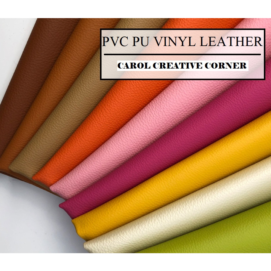 Solid Color PVC PU Synthetic Fabric Faux Leather Vinyl | Shopee Malaysia