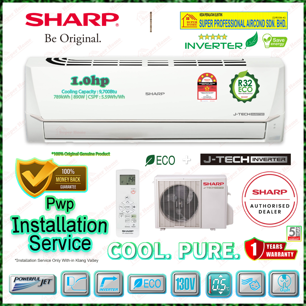 sharp ac inverter 1 2 pk