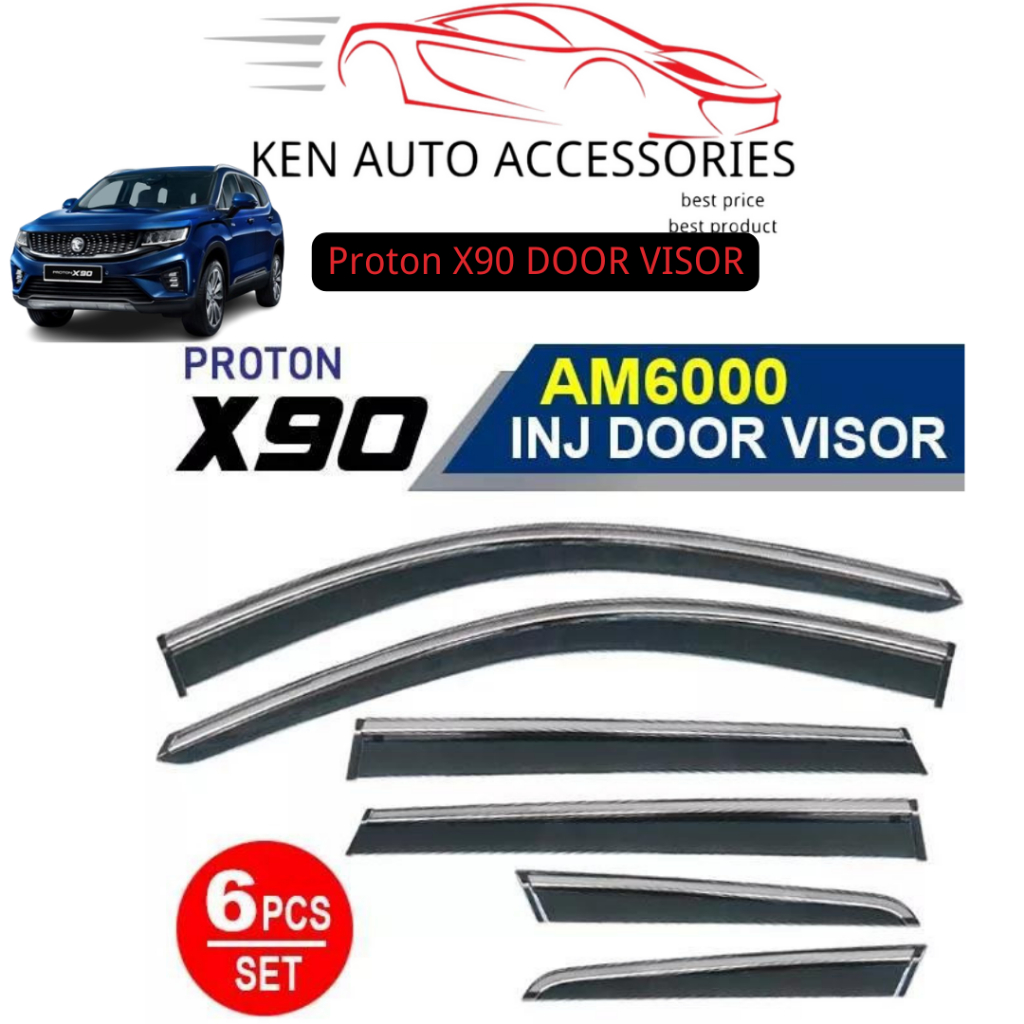 PROTON X90 STAINLESS STEEL DOOR VISOR 6 PCS SET / 4PCS DOOR VISOR