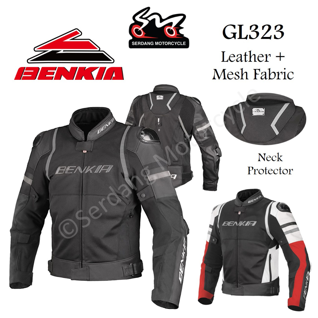 BENKIA GL323 Breathable Leather Riding Jacket Detachable Inner ...