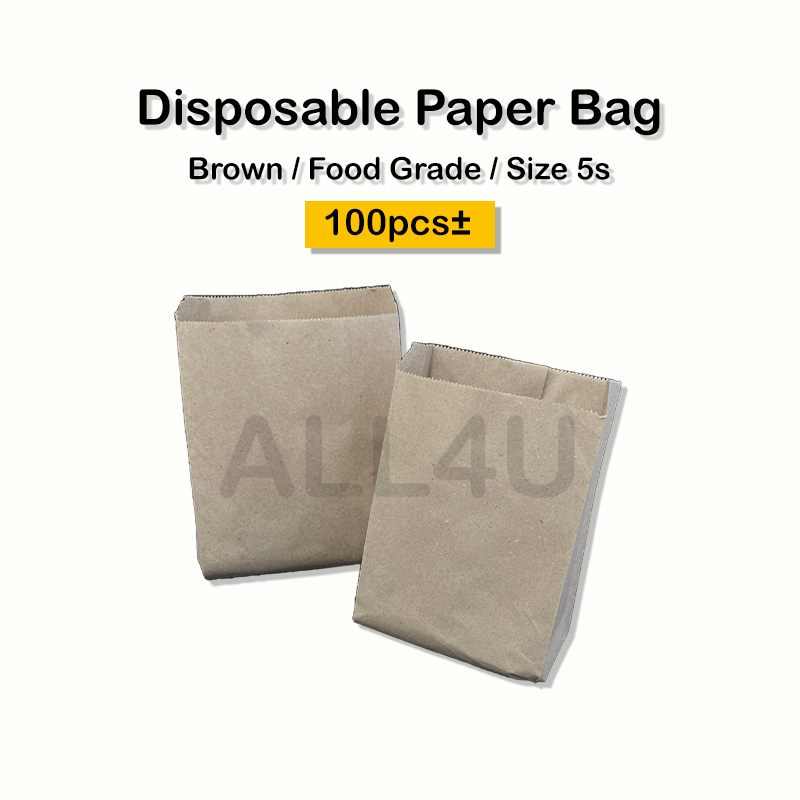 Paper Bag 5s 6s ( 100pcs± ) Food Grade Disposable Brown Paper Bag 5 ...