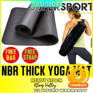 Yoga Mat with Carrier Bag Gym Exercise Thick Fitness Pilates Mats Non Slip  10MM