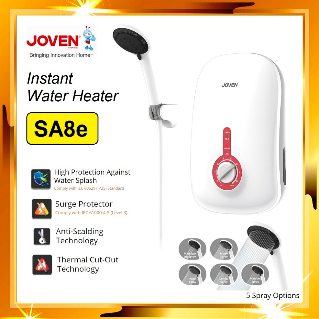 Joven SA8e Instant Water Heater Non Pump / Pemanas Air Mandian | Shopee ...