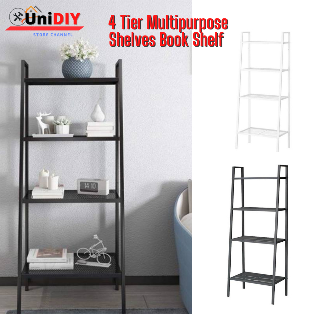 Unidiy 4 Tier Multipurpose Shelves Book Shelf Office Living Room Rack
