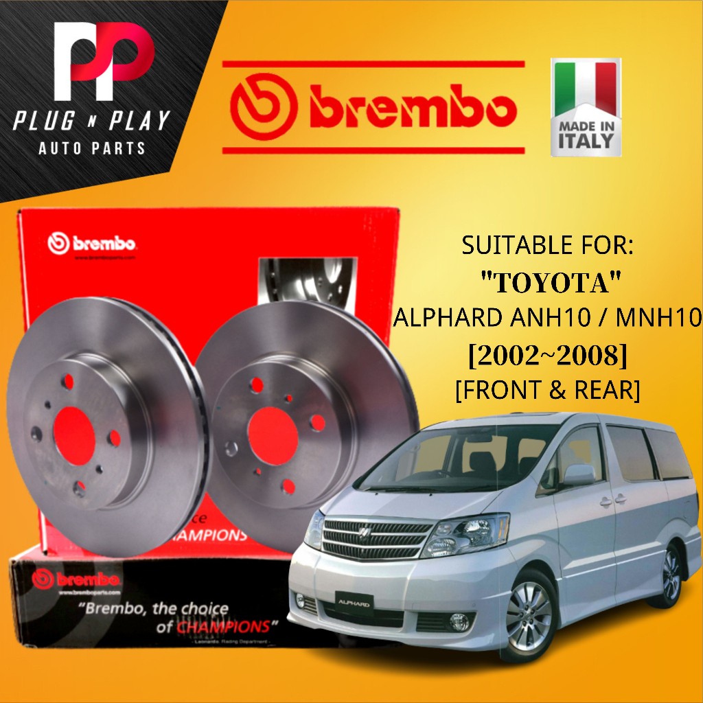 BREMBO TOYOTA ALPHARD ANH10 MNH10 (2002~2008) FRONT (FW) (DEPAN)100% ...