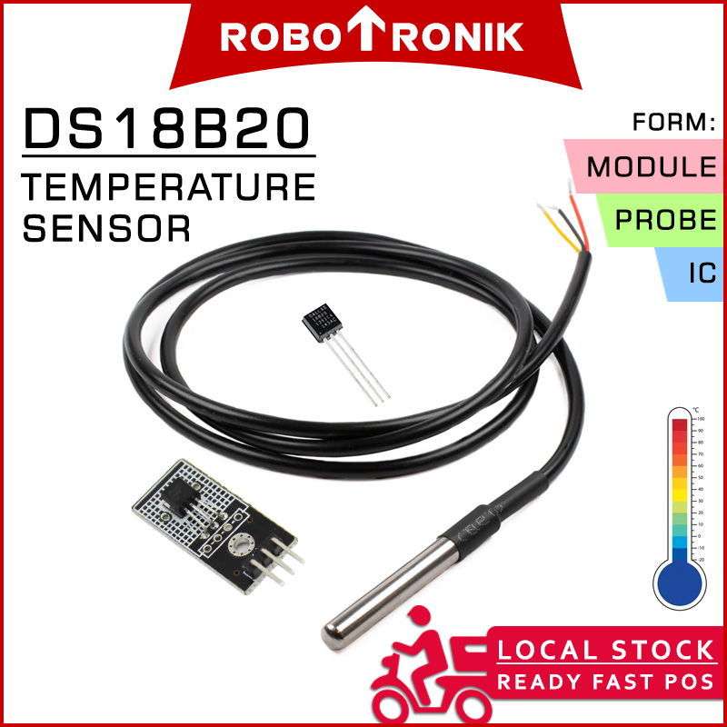 Temperature Sensor DS18B20 IC, Module, Waterproof Probe - 18B20 ...