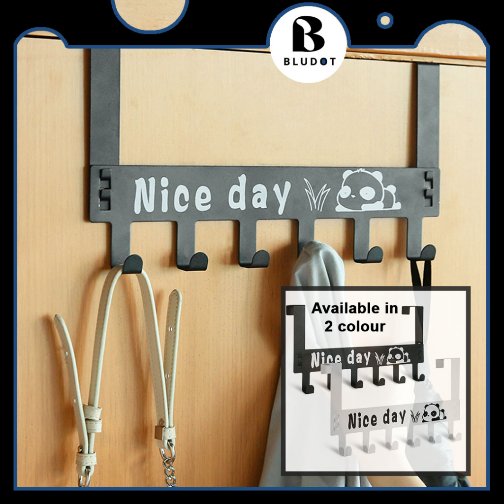 IRON DOOR HANGER 6 HOOK CLOTHES HANGER OVER DOOR PENYANGKUT BAJU