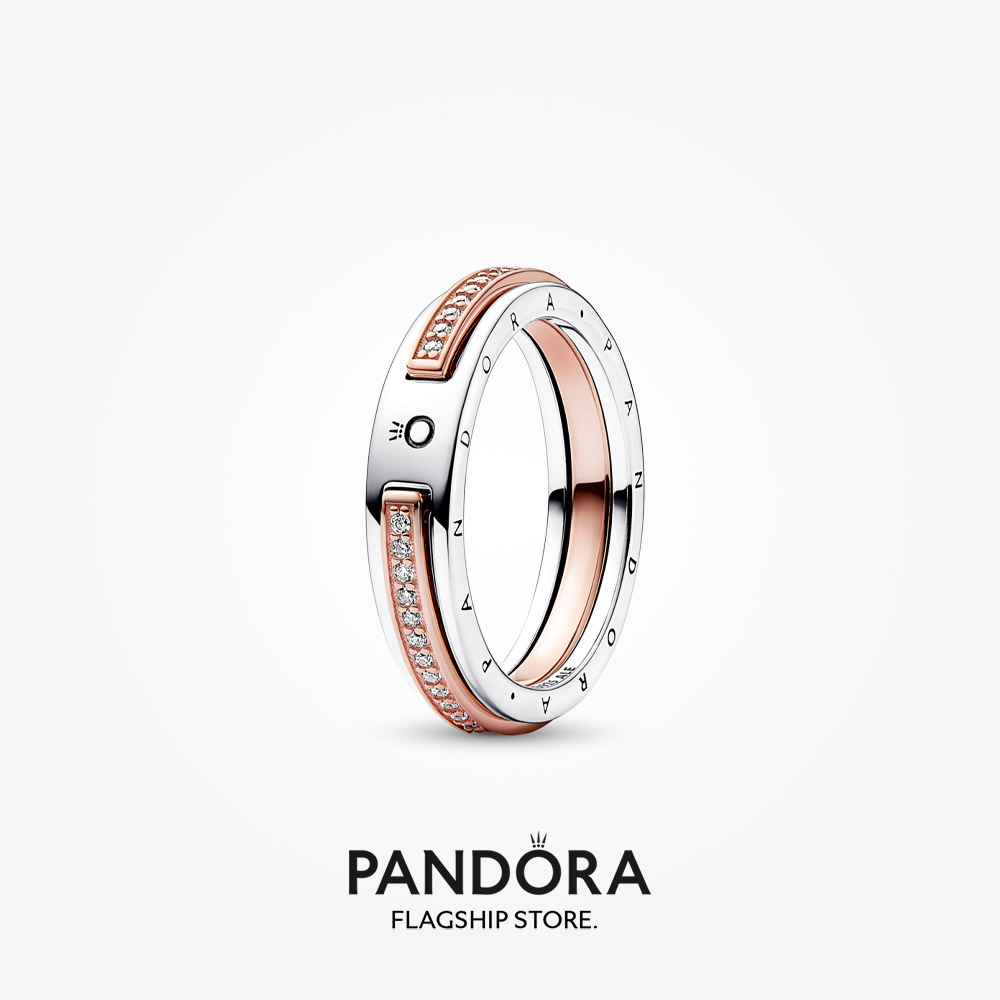 Pandora Signature Two-tone Logo & Pavé Ring | Shopee Malaysia