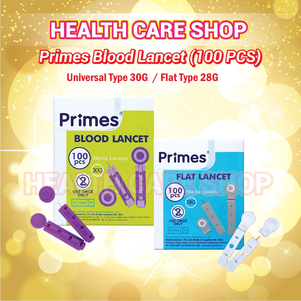 Aros / Primes Blood Lancet Universal type 30g / Flat Type 28G ( 100
