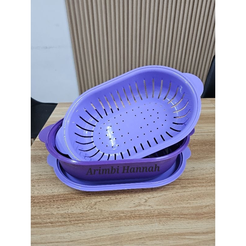 Oval Server with Colander Tupperware | Shopee Malaysia