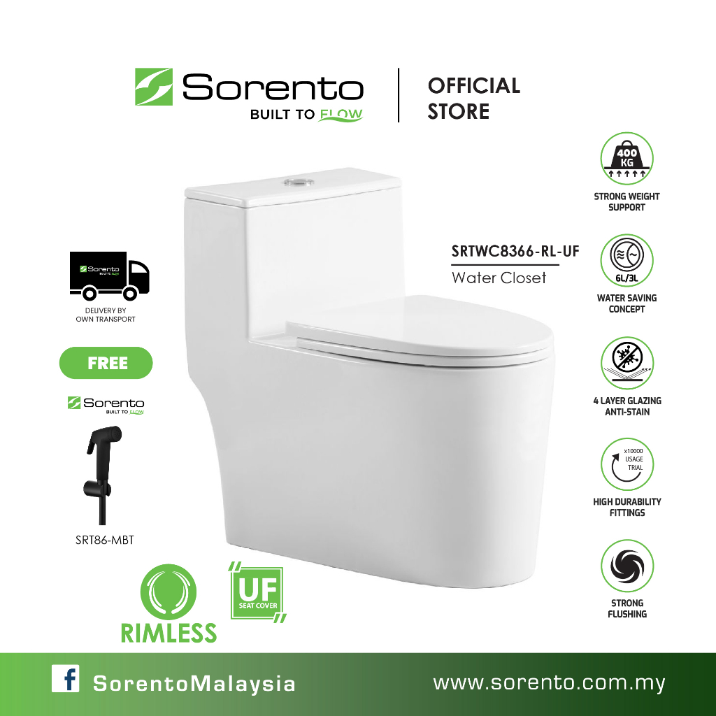 SORENTO SRTWC8366-RL-UF One Piece Wc Water Closet /toilet bowl / jamban ...