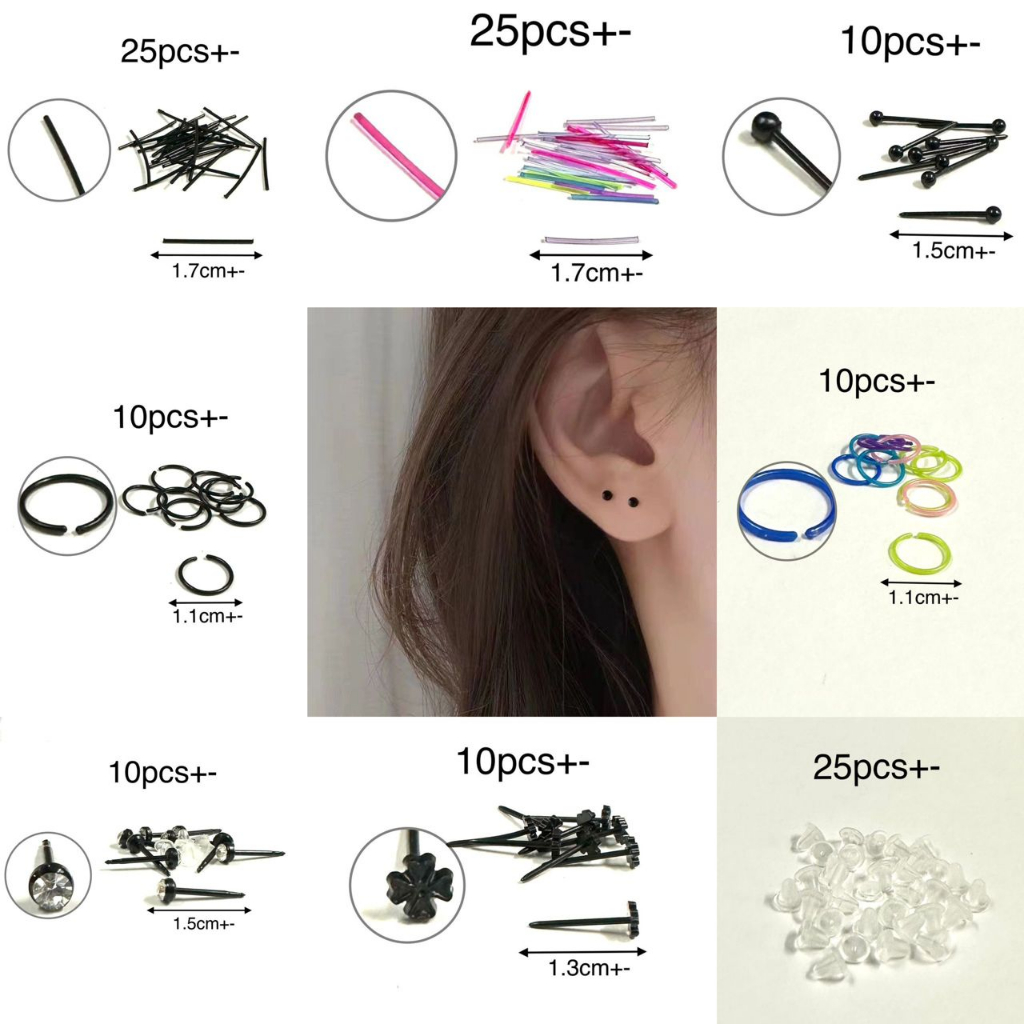 100pcs/set Piercing Transparent Ear Plugs Silicone Tunnels Stoppers Earring Stud