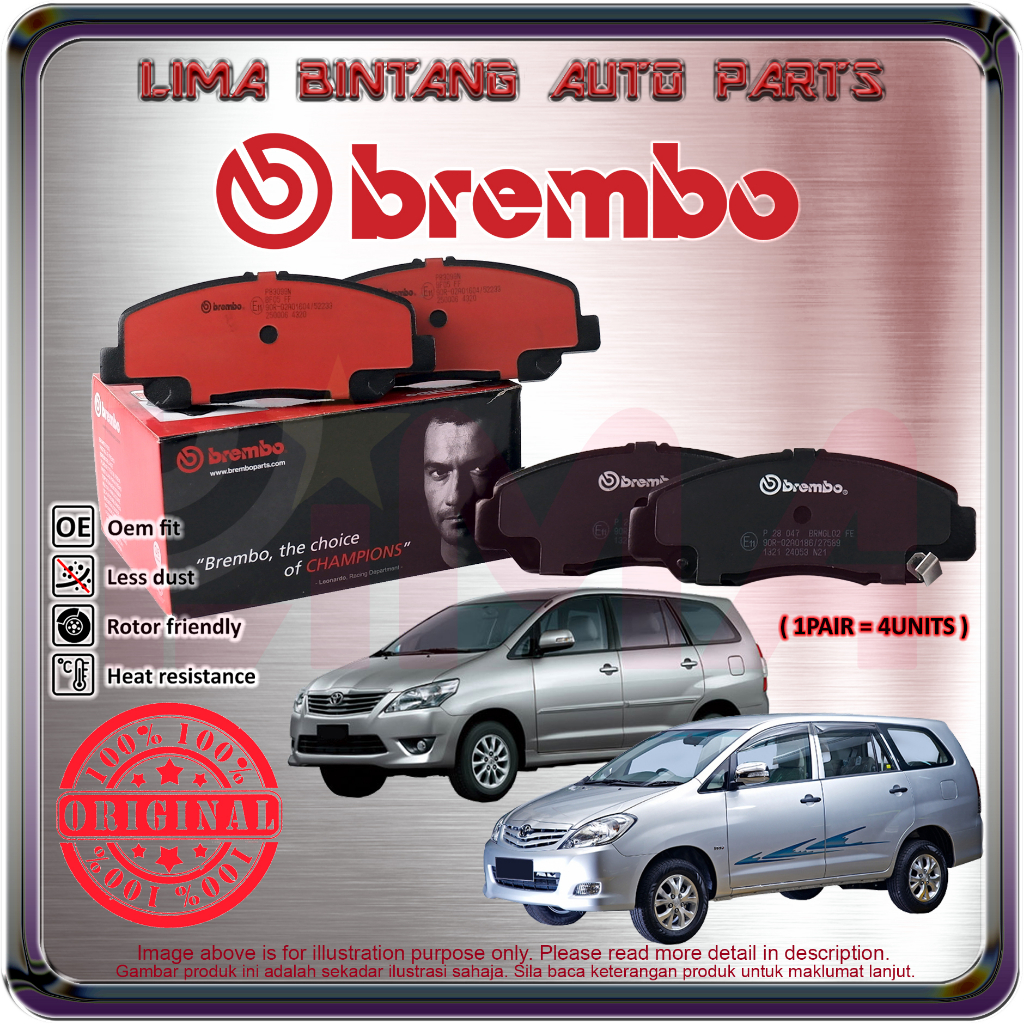 Toyota Innova TGN40 AN40 Front Brake Pads , Disc Brake Pad Brembo