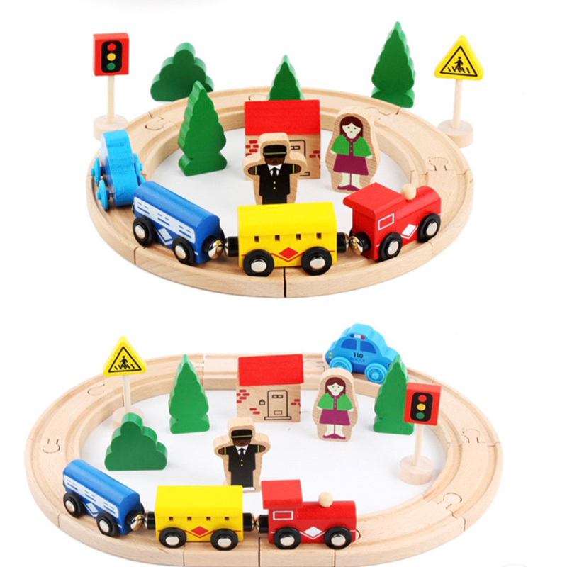 Wooden train railing pretend play 33pcs | Shopee Malaysia