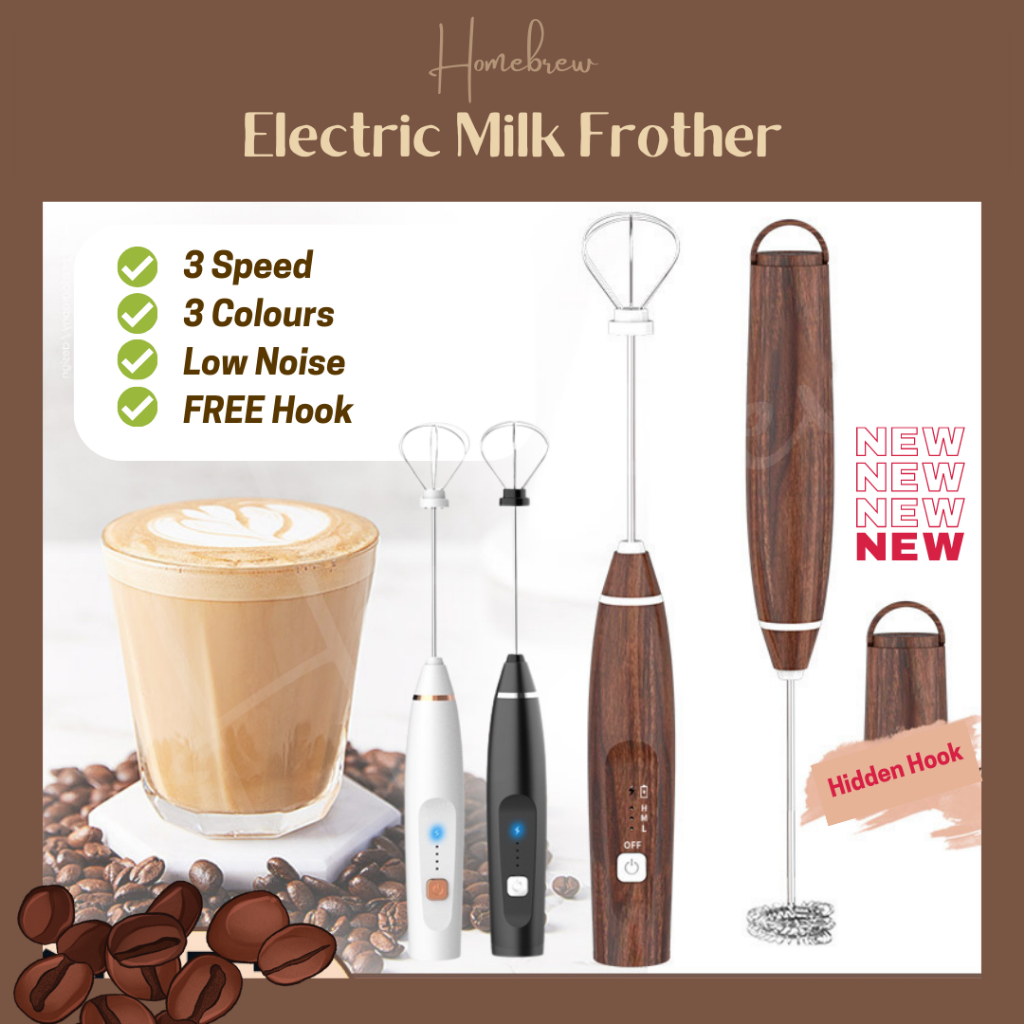 HOMEBREW USB Electric Milk Frother Premium 3 Speed USB Charging Milk