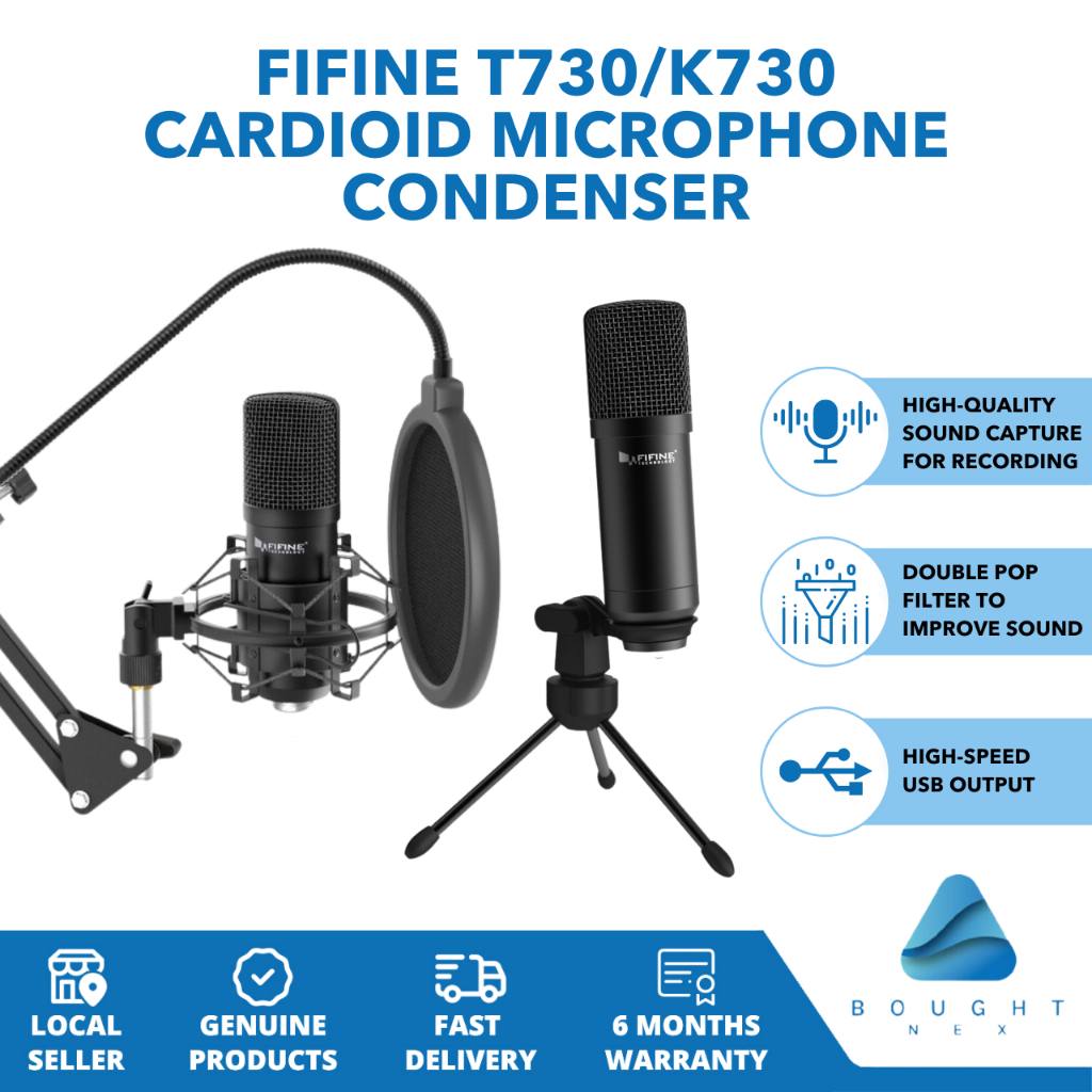 Fifine T730/K730 USB Cardioid Microphone Condenser Mic with Zero ...