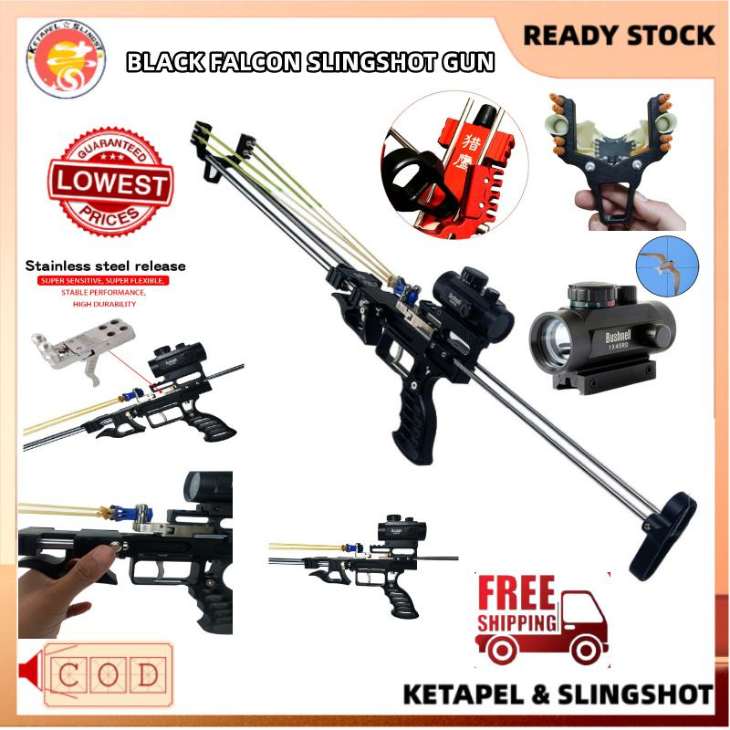 HOT Powerful Metal Steel Slingshot Hunting Getah Lastik Ketapel